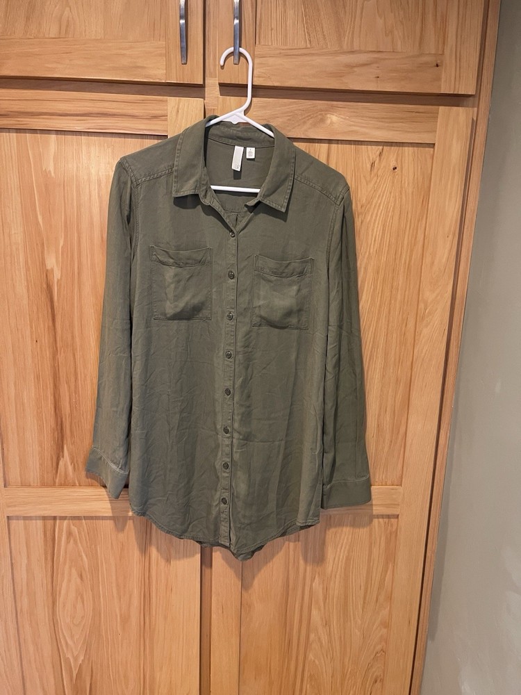 BP Olive Green Rayon Shirt Dress Women’s Sz Sm EUC