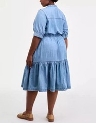 On 34th Women&rsquo;s Denim Puff-Sleeve Midi Dress Vintage Plus Size 0X