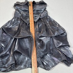 DASH Collection Metallic Silver Strapless Ruffle Bow Tiered Cocktail Dress Small
