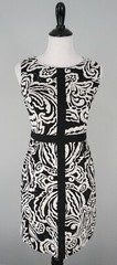 ANTHROPOLOGIE Tabitha Black White Floral A-Line Sheath Cotton Dress Size 2