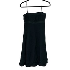 Ann Taylor Women&rsquo;s Spagetti Strap Black Silk LIned Dress Pleated Bust Side Zip 0