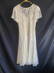 Vintage HW Collections Ivory Lace Sequin Drop Waist Dress Size 13-14