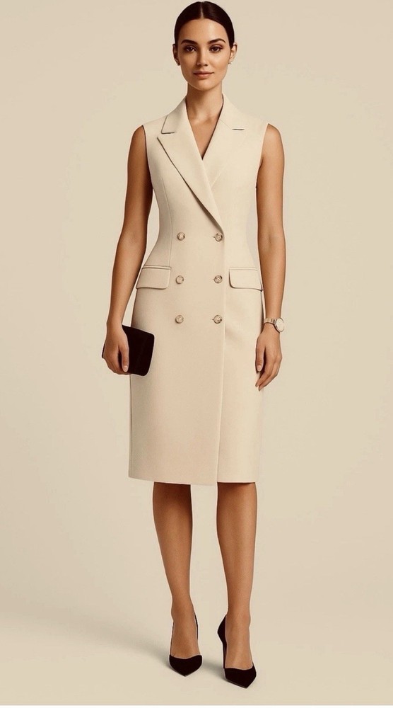 New Bagatelle Collection Double Breasted Sleeveless Trench Dress Sz Medium $255