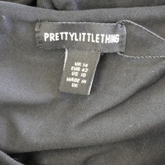 PrettyLittleThing Black Halter Neck Maxi Dress Size 10 US 14 UK Slinky Ruched NW