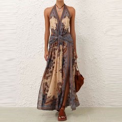 NWT ZIMMERMANN Elegant Halter Backless Long Maxi Dress Vacation Women