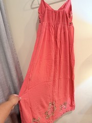 Forever Twenty One Pink Floral Embroidered V-Neck Smocked Maxi Dress Size M