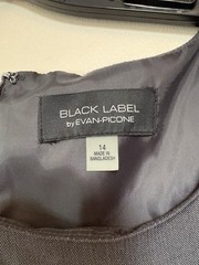 Black Label by Evan-Picone Gray Black Piped Scoop Neck Sheath Dress 14