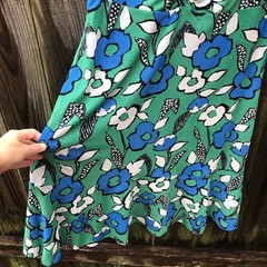 Cabi Reversible Celebration Dress Green Floral Black Polka Dot Size L Mesh