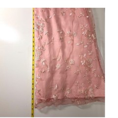 Pink Floral Embroidered Mesh Slip Dress Womens M Midi Spaghetti Strap Fairy