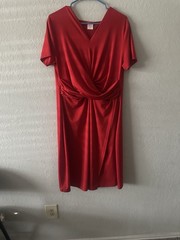 Lot of 5 Women’s Midi A-Line V-Neck Solid Dresses Pleated Button Accents