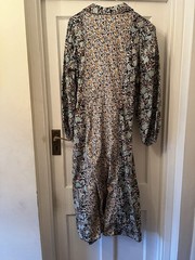 Jigsaw Multicoloured Floral Contrast Cotton Midi Shirt Dress, UK 12