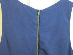 Monteau Navy basic shift dress oval neck sleeveless Zip scalloped hem Large