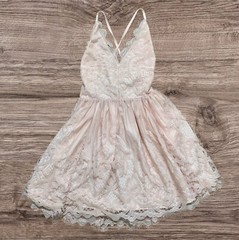 Tobi Mini Dress Medium Pink Abstract Lace Eyelash Trim Casual Party Zip Up