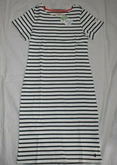 Joules Riviera Dress UK6 EU34 US2 Cream Stripe 100% Cotton Jersey Short Sleeve