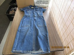 Intempo Women Blue Denim Zip Front Midi Utility Dress Size Medium Workwear