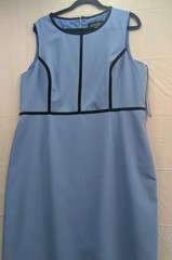 Black Label By Evan Picone Light Blue and Black Sleeveless Shift Dress Sz 16