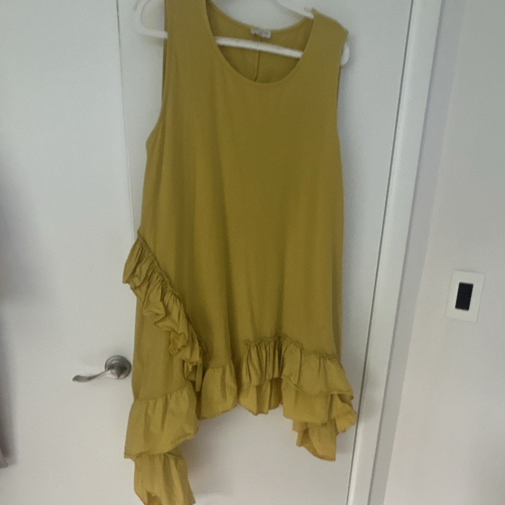 Senny Studio Paris Women&rsquo;s Shift Midi Dress Yellow Cotton Sleeveless S