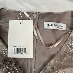 NWT$698 Mac Duggal [ 6 ] 67539 Embellished V Neck Illusion Long Sleeve Gown J161