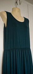 Summer teal turquoise green long soft maxi dress side pockets stretch L casual