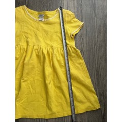 Vintage 1990s Maternite’ Yellow Maternity Mini Dress Daisy Embroidered Trim L