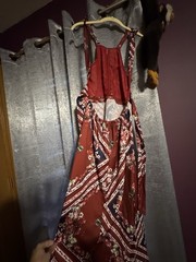 Burgundy Floral & Navy Patchwork Maxi Dress