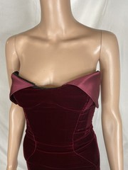 Mugler Womens Satin Trimmed Velvet Strapless Mini Dress Size XXS/IT 36 Blood Red