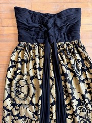 Exotic BLACK & GOLD Dress Pyramid Collection Witchy L Strapless Metallic Island
