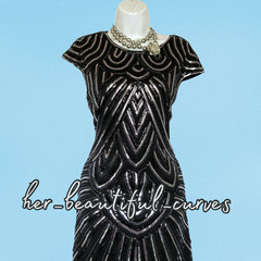 IZACUFLOCC SEQUINED BEADED 20s GATSBY STYLE FRINGED PARTY DRESS fits 14/16