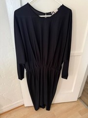 Lanvin Paris Black Long-Sleeve Draped Mini Dress