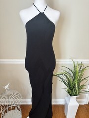 NWT Free People Beach Size Small Kristy Halter Maxi Dress Black Knit Stretch