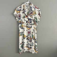 Karen Kane Easywear Hawaiian Dress Size 10 Puerto Rico Bermuda Tropical Island