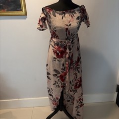 floral maxi dress Off Shoulder Flutter Sleeve Romantic Flowy Medium Girly Pink