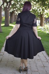 Plus Size Polka Dot Swing Dress Retro Rockabilly Wedding Guest Dress, Graduation