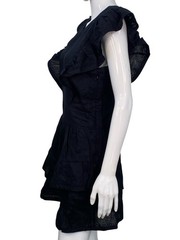 Isabel Marant Etoile Women&rsquo;s Audrey Linen Black Ruffled Short Mini Dress S 36