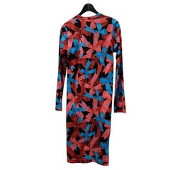 COMME des GARCONS Ribbon Dress Red Blue Abstract Long Sleeve S GL T067