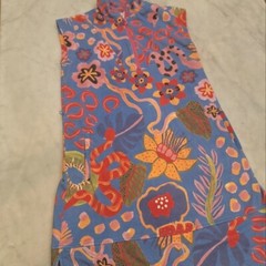 Alden Adair Leigh Dress Blue Orchid Floral Snake Pattern Sz Sm Pockets No Belt