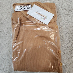 ACTIVE BASIC Button Slit Rib Cami Midi Dress Tan Large