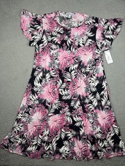 Southern Lady Dress Womens Large Pink Grey Floral Yesenia Short Sleeve A Line