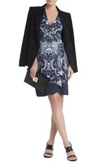 NEW BCBGMAXAZRIA DARK INK COMBO ADELE PRINTED WRAP DRESS DGZ68B83/M632A SIZE XS