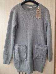 women&rsquo;s tunic dress,size M,warm,new,gray, two pockets