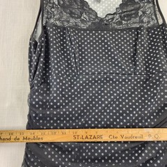 Kollontai Polka Dot Dress Womens Large Black White Lace Mesh Ruched Nylon Blend