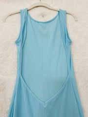 Womens Sheer Blue Open Back Maxi Cover Up Dress Size Medium Beachy Resort Chic