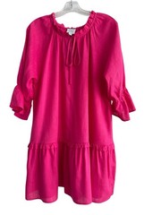 Shop The Mint Pink Linen Cotton Ruffle Tunic Dress Size S Boho Cottagecore