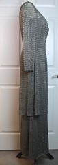 Stephen Yearick Taupe Grey 100% Silk Hand-Beaded Full Length Gown Size 8 Ex Cond