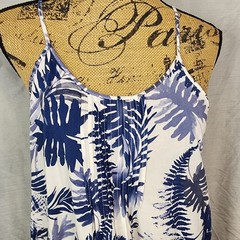 OCEAN DRIVE Size Medium Navy Tropical Coconut Girl Hawaiian Beach Mini Sundress