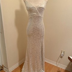 Windsor White Strapless Silver Sequin Dress