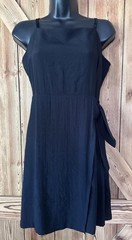 NINE WEST Black Spaghetti Strap Side-Tie Faux Wrap Mini Dress Size Small