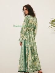 ALE 70% cotton 30% silk long dress lace-up waist shirt dress 2026 dress female