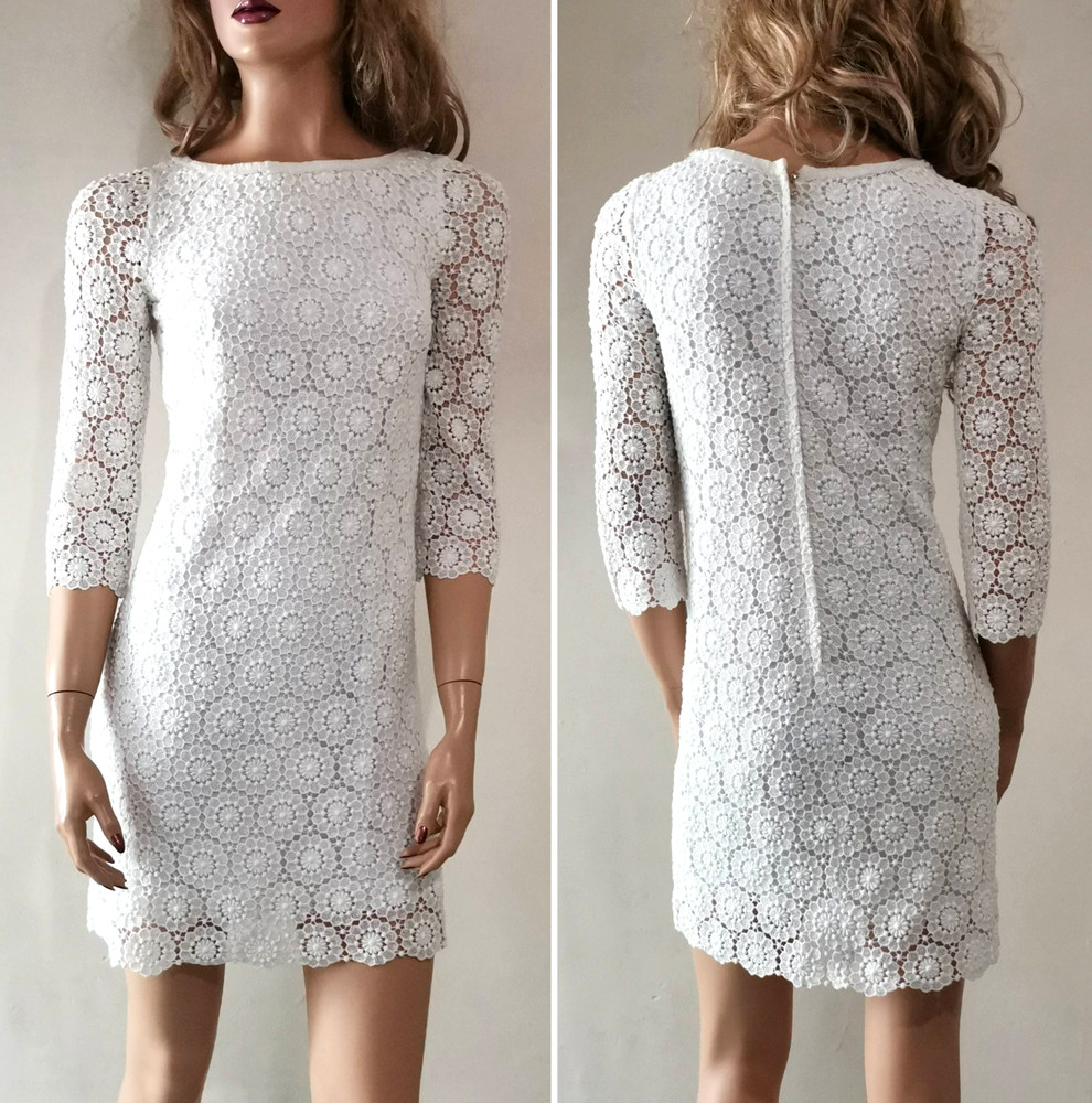 Dolce & Gabbana 2013 Macramé White Lace Shift Designer Dress IT36
