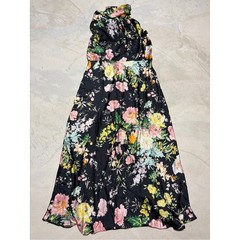 Petal and pup NWT Annabelle halter neck midi dress black floral XL